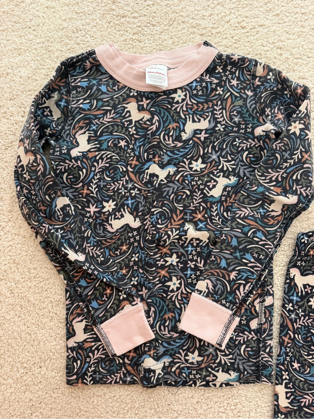 Hanna Andersson Unicorn Print Long-Sleeve Pajama set with Pink Trim